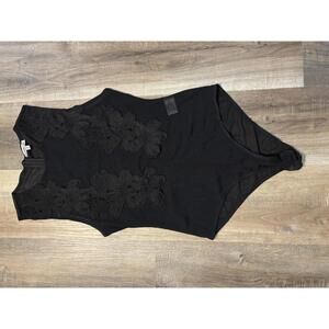 Charlotte Russe Black Floral Bodysuit - Size M